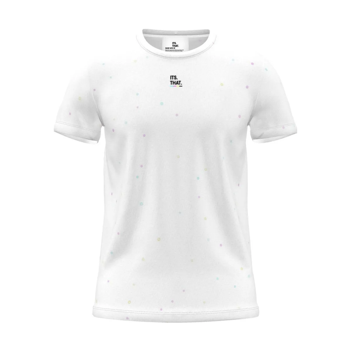 Its.That. logo tee, white dots, front view
