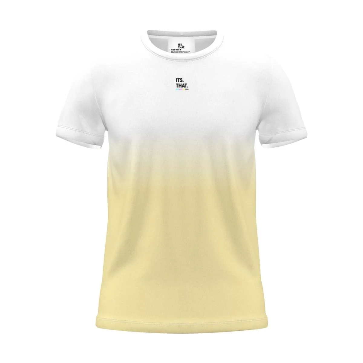 Its.That. logo tee, yellow dip, front view