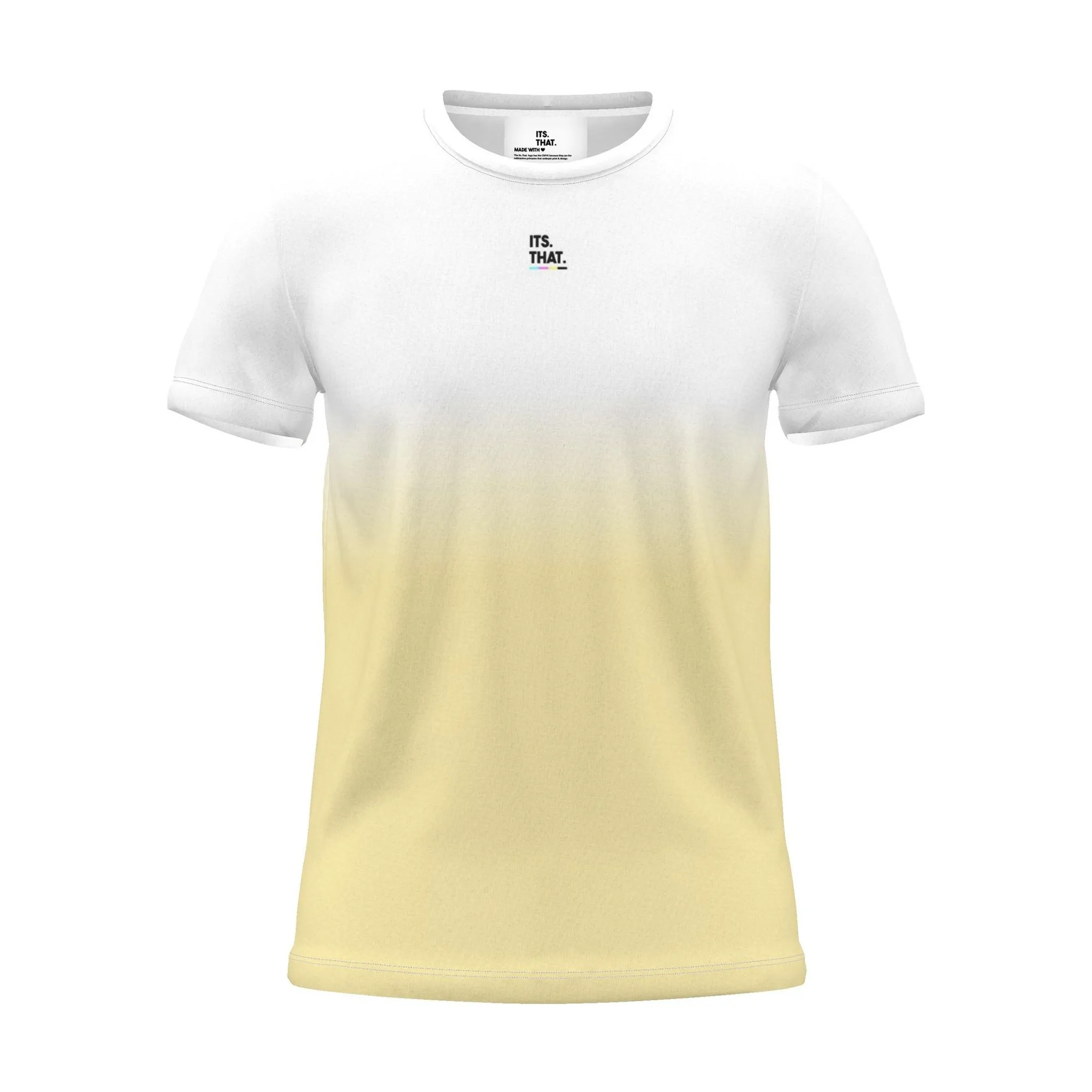 Its.That. logo tee, yellow dip, front view