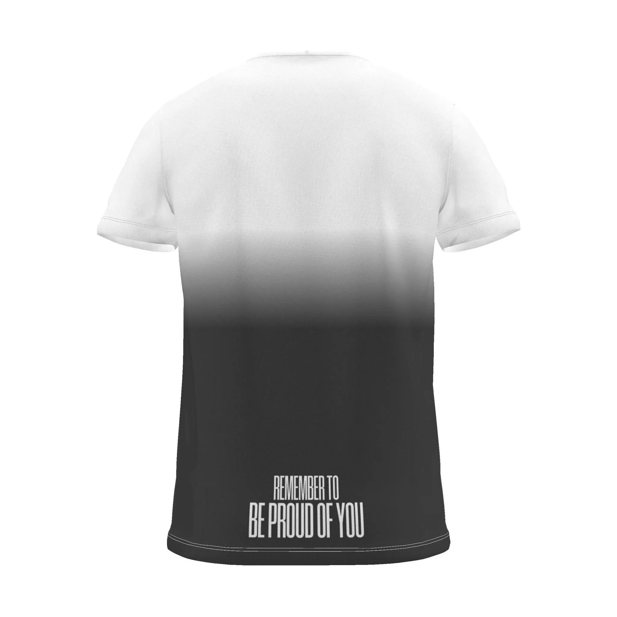 "Be proud of you" Backprint Tee, charcoal dip, back view