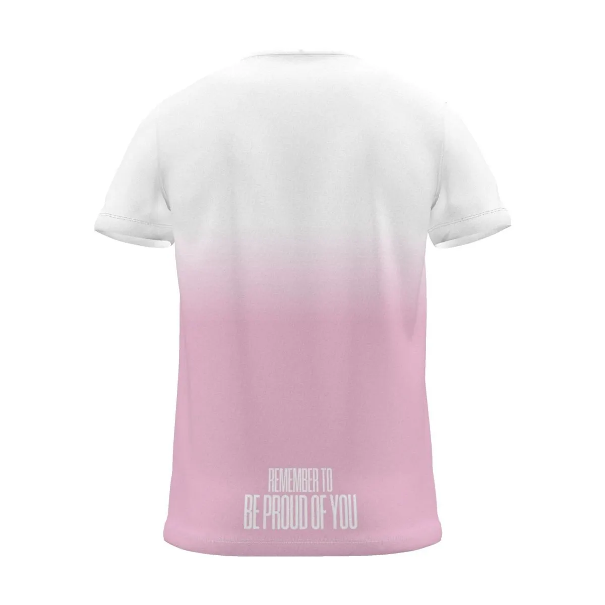 "Be proud of you" Backprint Tee, magenta dip, back view