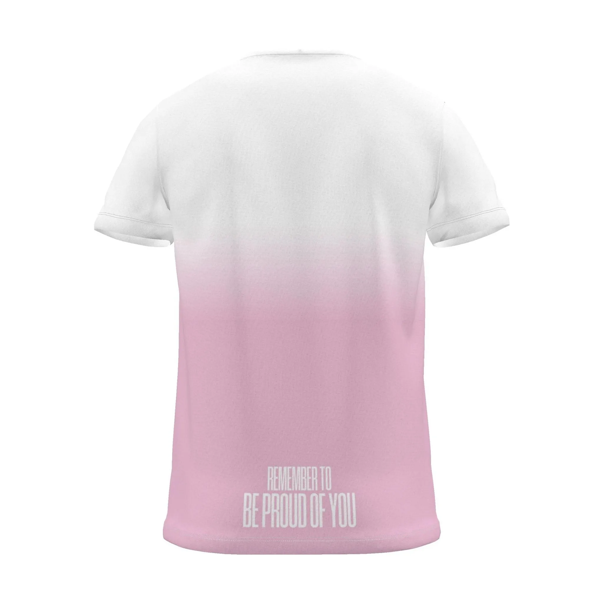 "Be proud of you" Backprint Tee, magenta dip, back view