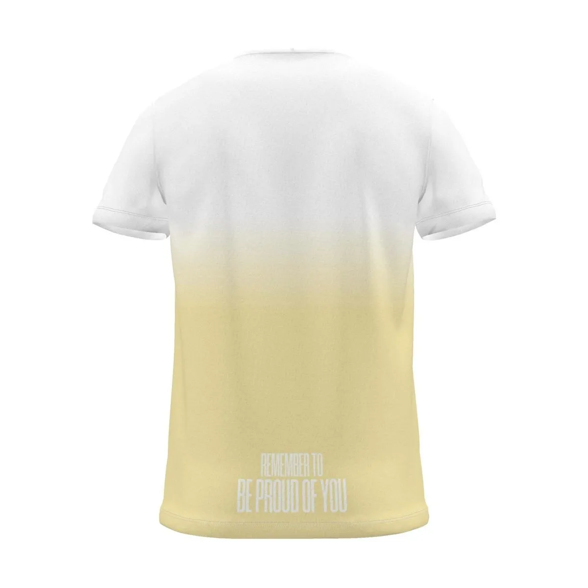 "Be proud of you" Backprint Tee, yellow dip, back view