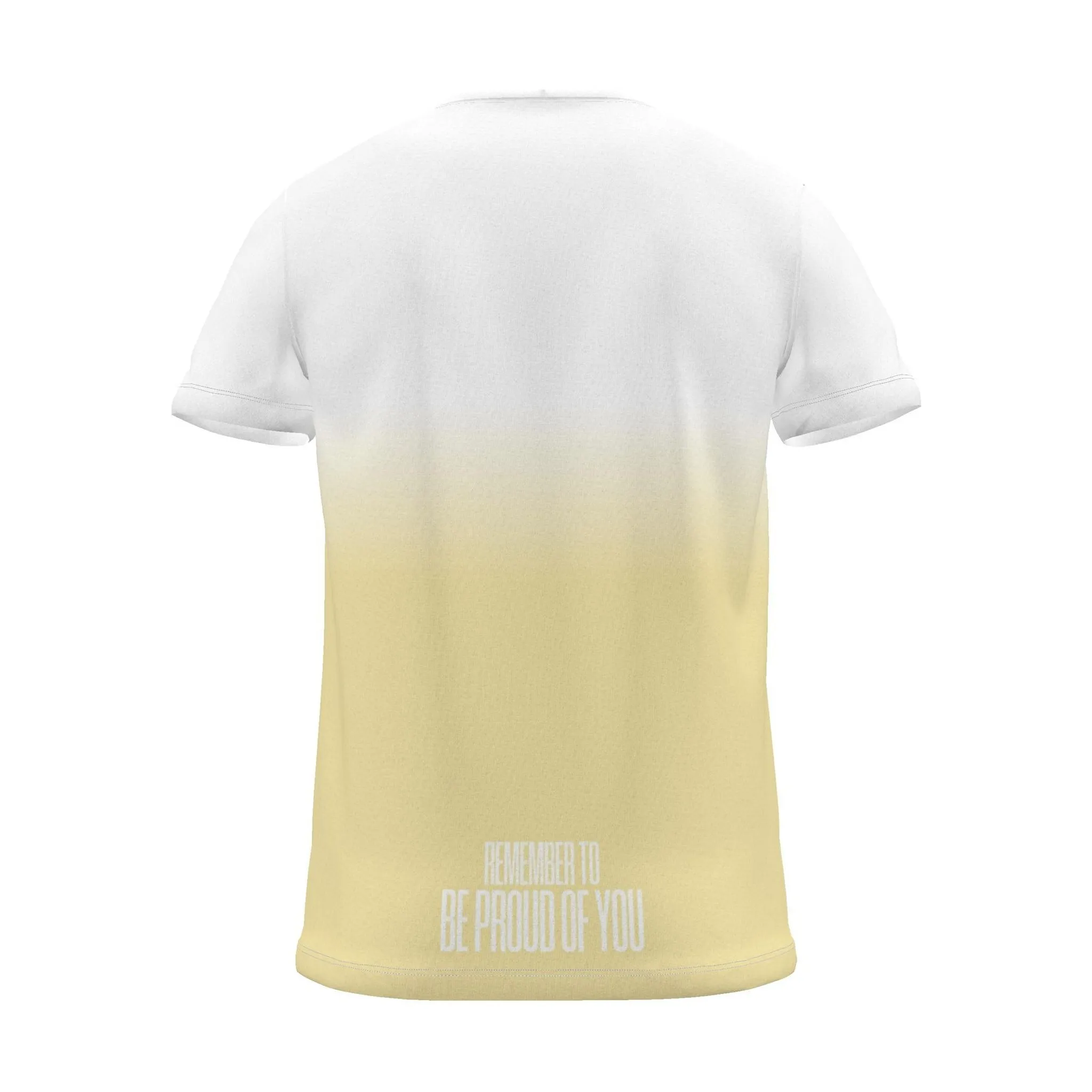 "Be proud of you" Backprint Tee, yellow dip, back view