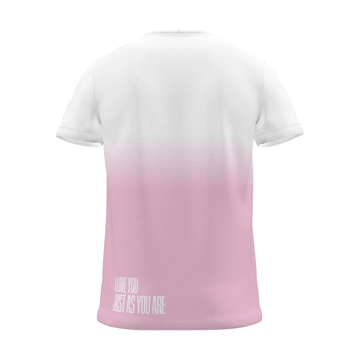 "i love you just as you are" Backprint Tee, magenta dip, back view
