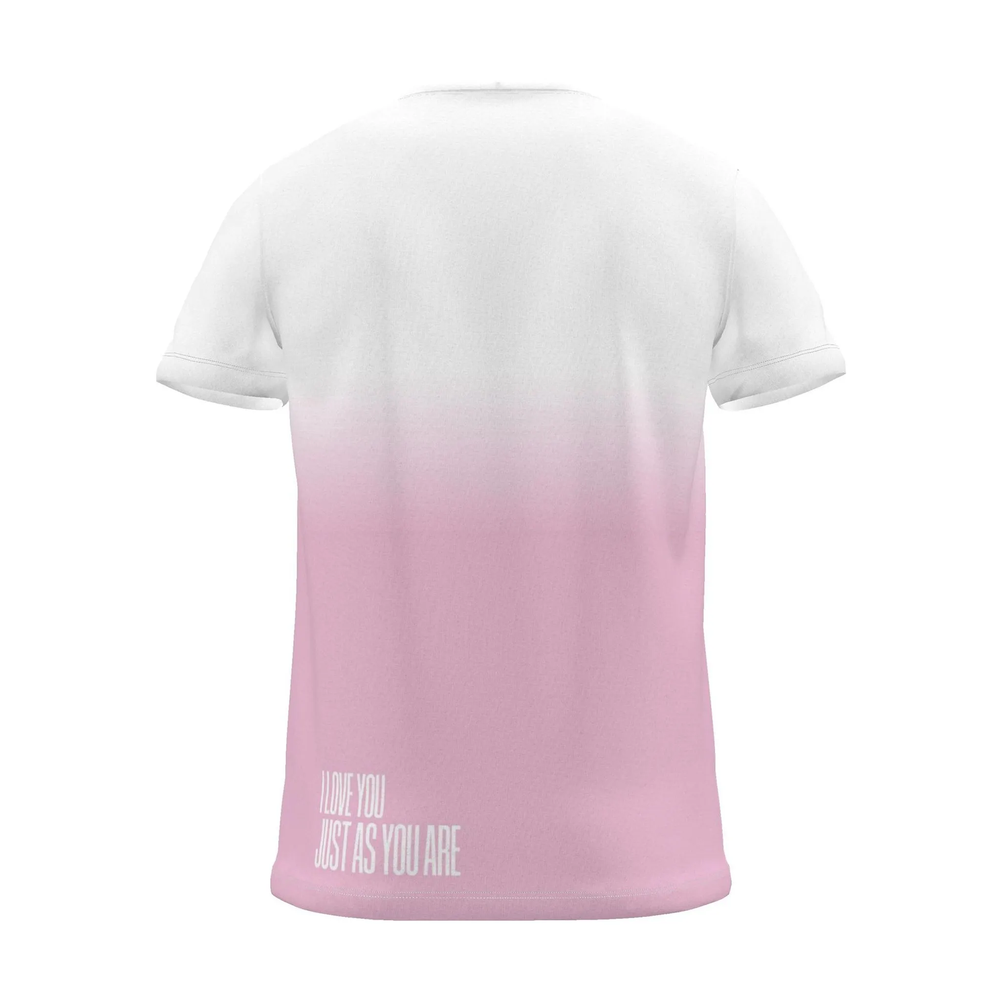 "i love you just as you are" Backprint Tee, magenta dip, back view