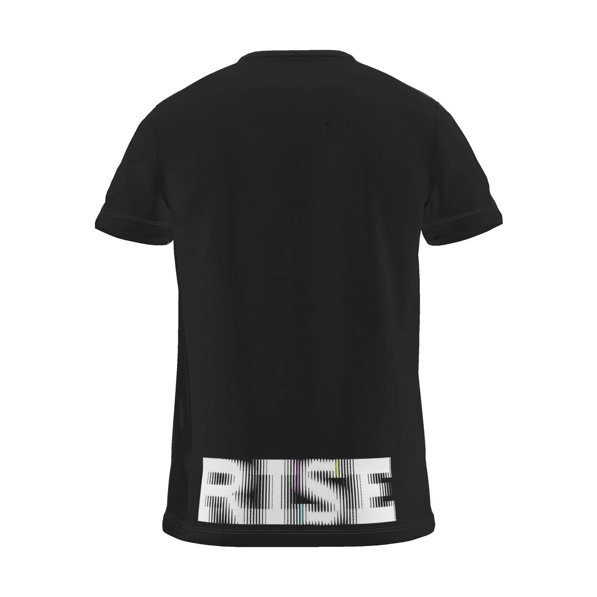 Its.That. Rise (Rotated) Word-Art Tee (CMYK), black, back view