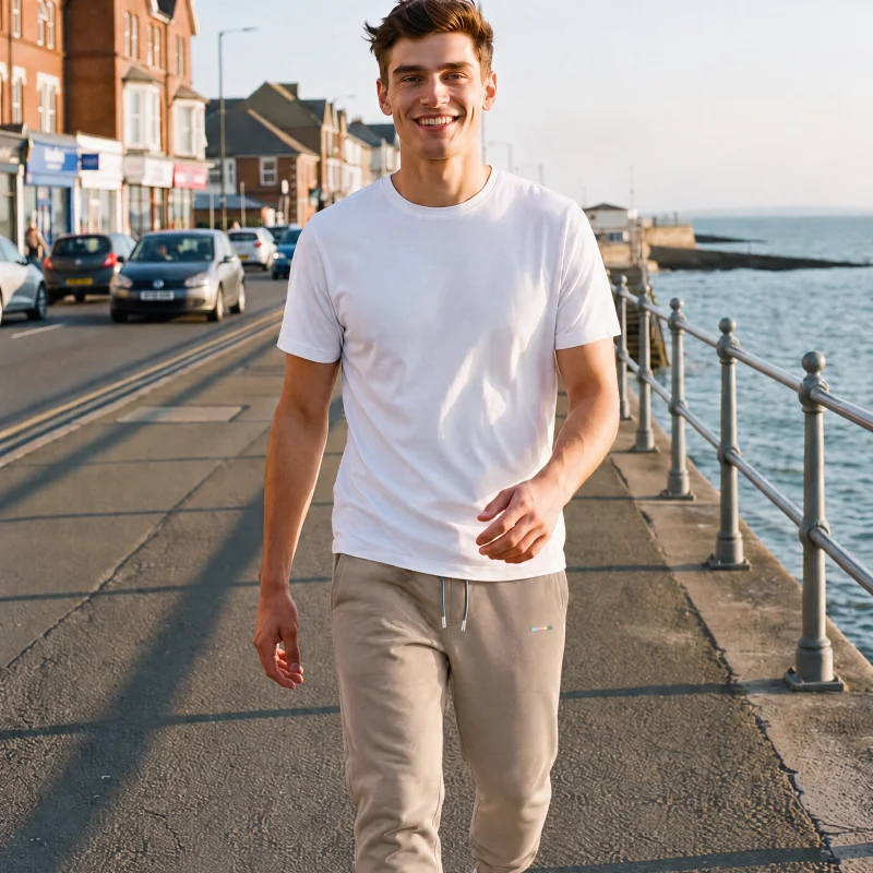 Taupe Joggers, front view
