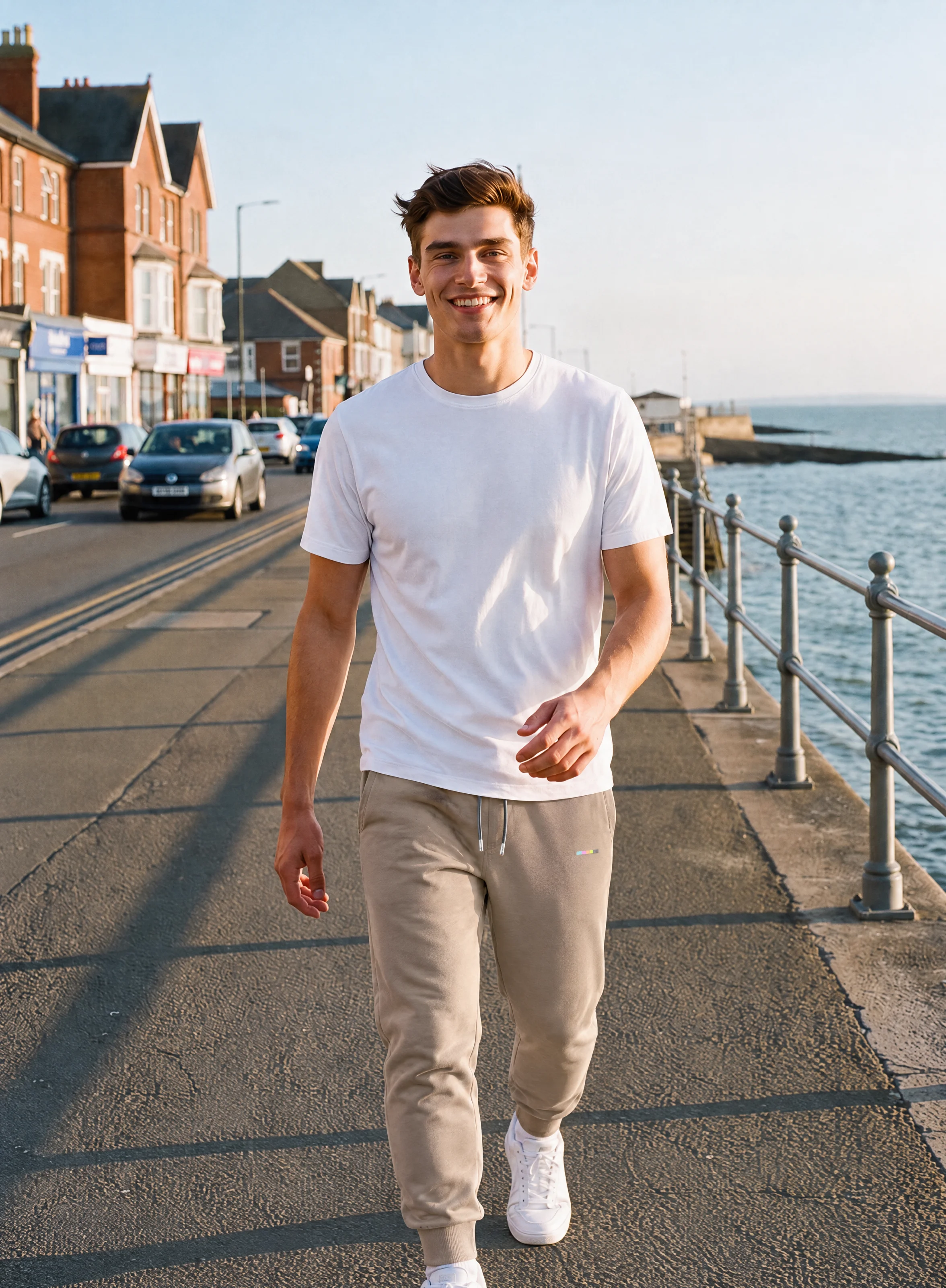 Taupe Joggers, front view