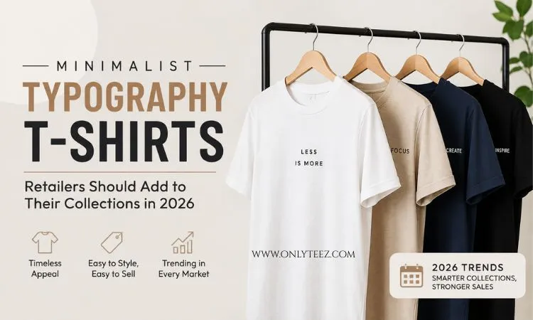 Folded stack of plain heavyweight cotton T-shirts in neutral tones, ready for minimalist typography printing at a sustainable T-shirt manufacturing facility